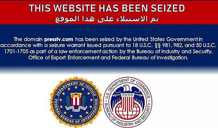 توقیف وب‌سایت رسانه‌های ایرانی توسط آمریکا و واکنش ایران