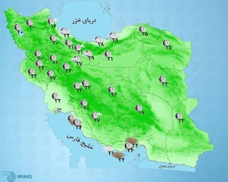 وضعیت آب و هوا، امروز ۱۳ شهریور ۱۴۰۰ / کاهش دما و بارندگی در نوار شمالی کشور