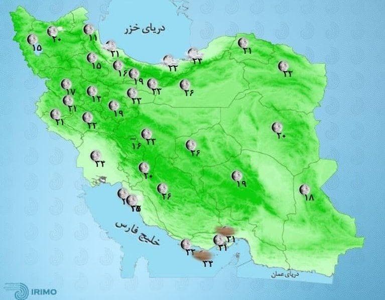 وضعیت آب و هوا، امروز ۲۸ شهریور ۱۴۰۰ / بارش پراکنده باران در استان‌های ساحلی خزر