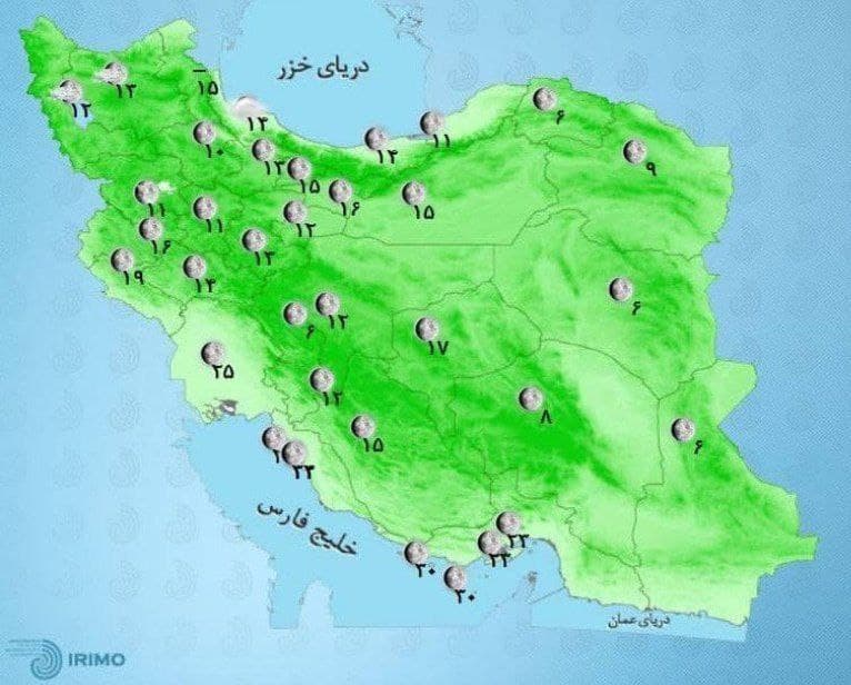 وضعیت آب و هوا، امروز ۲۲ مهر ۱۴۰۰ / آسمانی صاف و جوی پایدار در کشور حاکم است