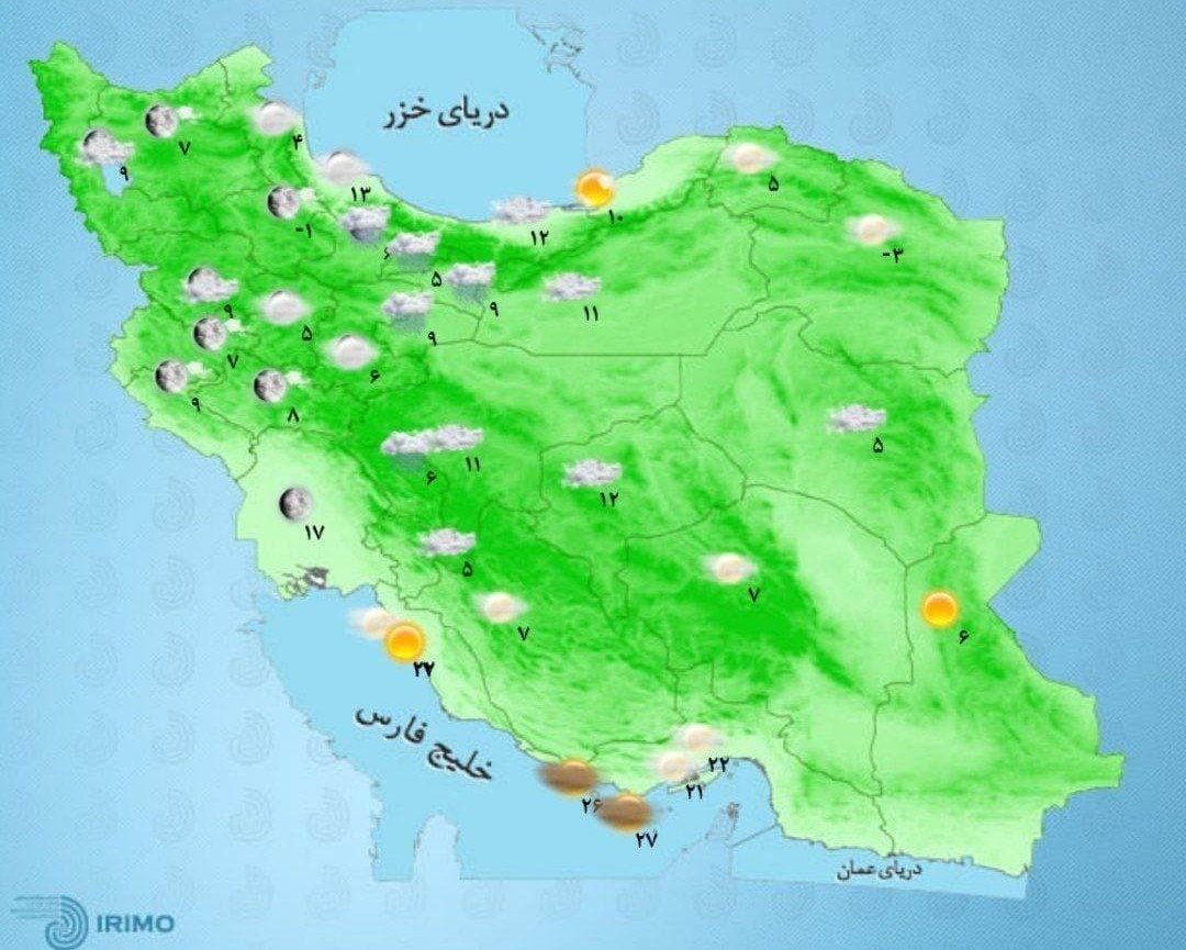 وضعیت آب و هوا، امروز ۱۵ آبان ۱۴۰۰ / کاهش ۳ تا ۵ درجه‌ای دما در ۲۰ استان / بارش برف و باران ادامه دارد