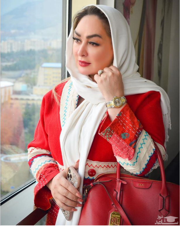 ساعت حسرت برانگیز الهام حمیدی با مانتو قرمز جیغ + عکس