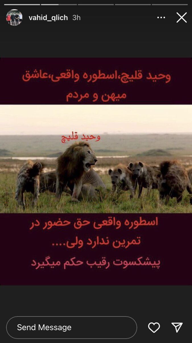 وحید قیلچ در استوری اینستاگرام دوباره جنجالساز شد