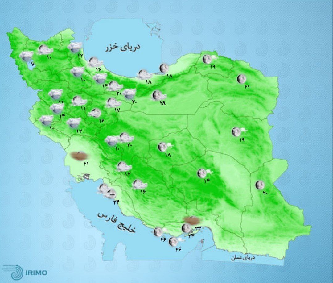 وضعیت آب و هوا، امروز ۲۴ فروردین ۱۴۰۲ / وزش باد در بیشتر مناطق کشور / رگبار و رعد برق در برخی استان‌ها
