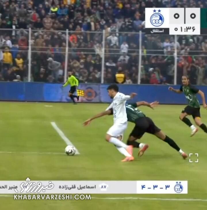 واضح‌ترین تصویر از پنالتی جنجالی استقلال برابر خیبر/ داور دوبار اشتباه کرد؟ +عکس